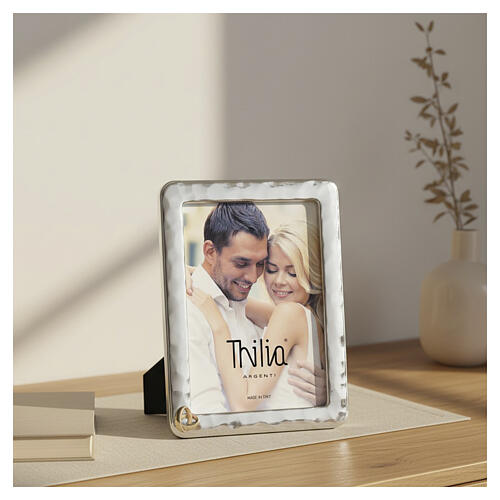 Wedding Picture Frame Gold Rings Hammered-Effect Border, 15x10 cm Thilia 2