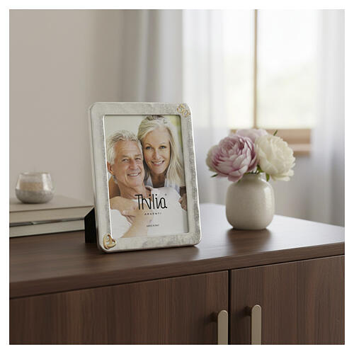Thilia Picture Frame 15x10 cm 50th Anniversary Hammered-Effect Finish with Gold Wedding Rings 2