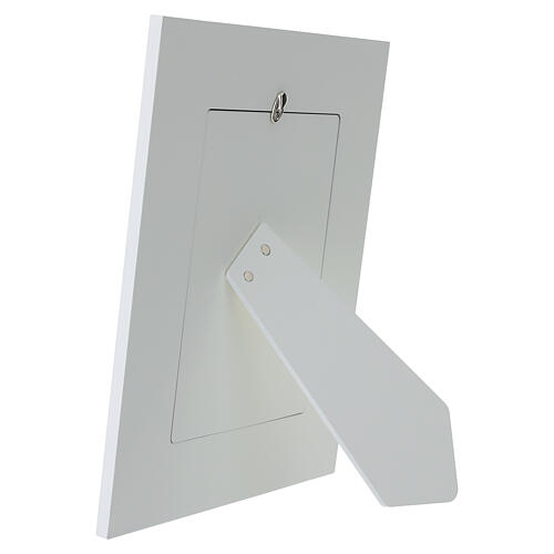 Cornice Thilia 18x13cm fondo bianco decorazione floreale foglie in rilievo 3