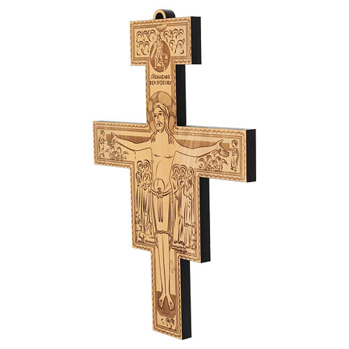 San Damiano wall crucifix in olive wood 25x20 cm by Poor Clare Monastery 3