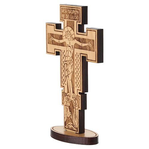 Croce stile ortodosso da tavolo legno d'ulivo Monastero Clarisse 10x6,5 cm  3