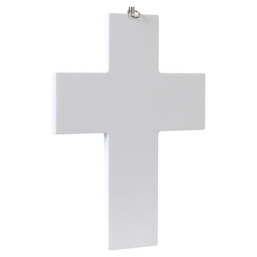 Crocifisso Papa Leone XIV 20x15 cm stampa su legno 3