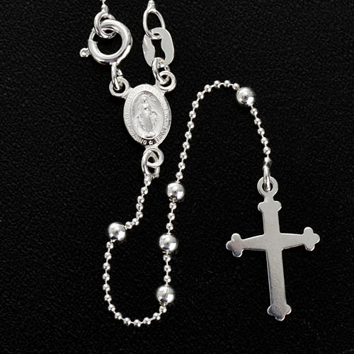 Rosary necklace silver 925 3 mm beads 2