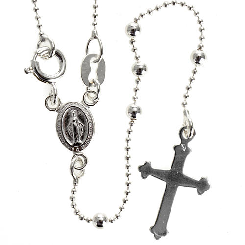 Collar rosario plata 925 cuentas 3 mm 1
