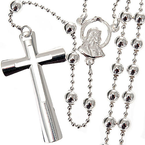 Silver rosary necklace, silver 925 4 mm beads 1