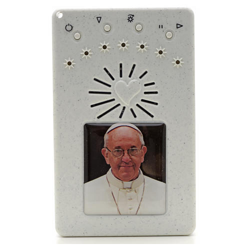 Electronic white rosary Pope Francis with litanies 1