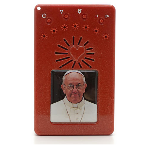 Electronic red rosary with litanies and image of Pope Francis 1