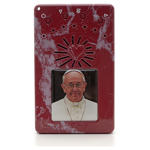 Electronic marbled red rosary with Pope Francis saying hello and divine mercy chaplet 1
