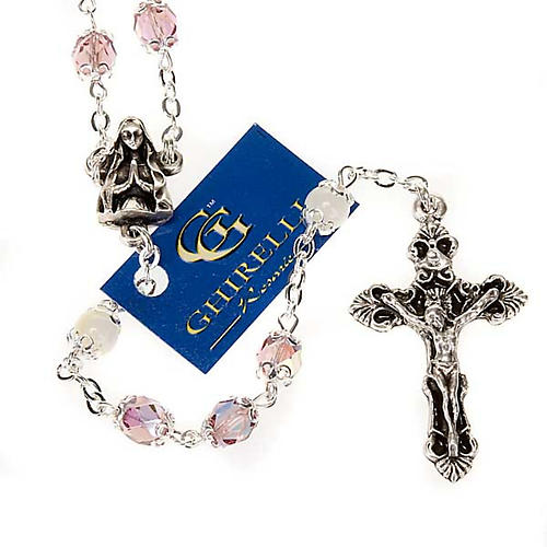 Ghirelli rosary pink and mother-of-pearl beads 1