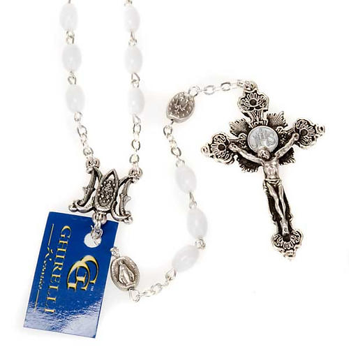 Ghirelli white glass rosary 1