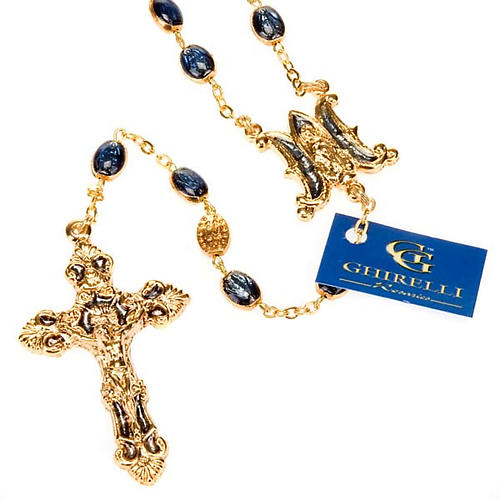 Ghirelli golden rosary blue medal beads 1
