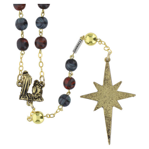 Chapelet Ghirelli Noël verre de bohème 8mm 2