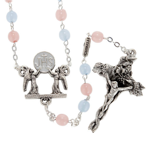 Ghirelli rosary with Bohemia glass pink and light blue 6 mm 1