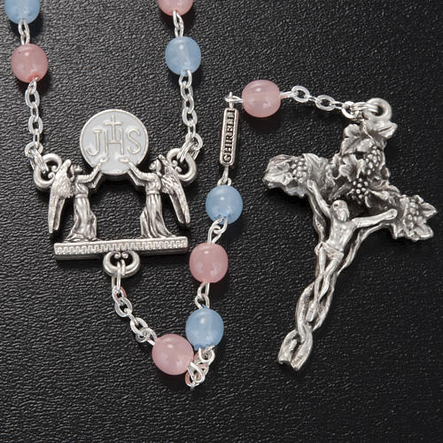 Ghirelli rosary with Bohemia glass pink and light blue 6 mm 2