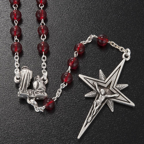 Ghirelli rosary Nativity and Bethlehem Star in red glass 6 mm 2