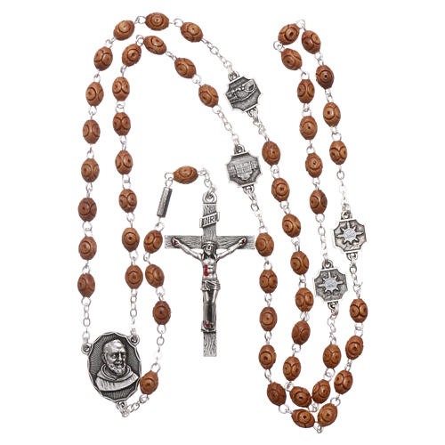 Ghirelli rosary with Padre Pio wood 5x7 mm 4