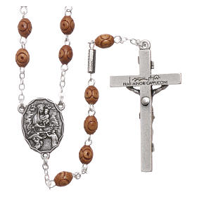 Ghirelli rosary with Padre Pio wood 5x7 mm