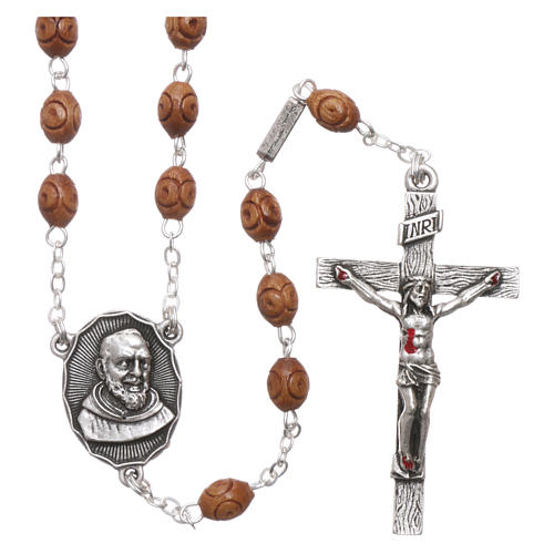 Ghirelli rosary with Padre Pio wood 5x7 mm | online sales on 