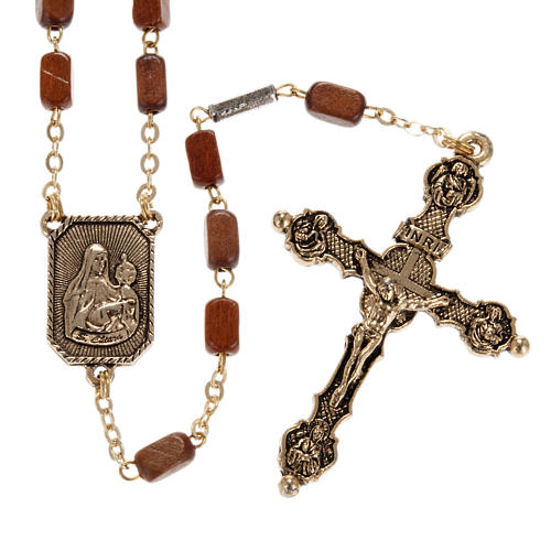 Ghirelli rosary in golden wood 8x5mm 1