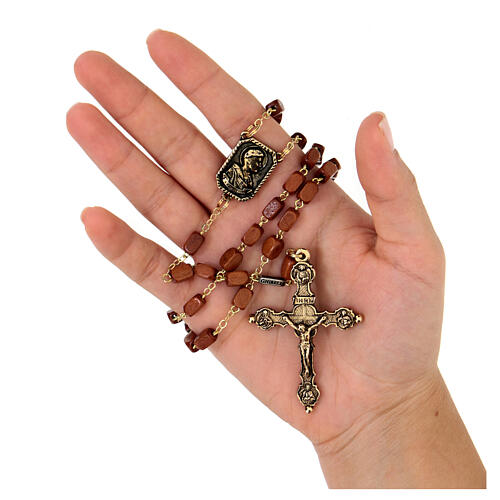Ghirelli rosary in golden wood 8x5mm 4