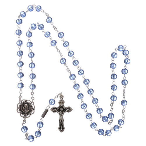 Ghirelli rosary beads light blue glass, roses 6mm 4