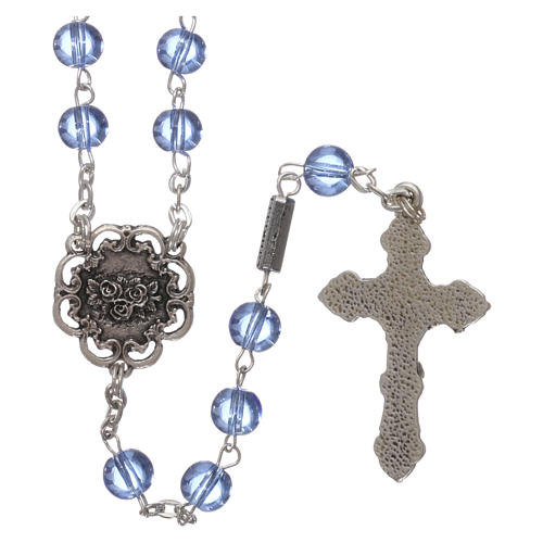 Ghirelli rosary beads light blue glass, roses 6mm 2
