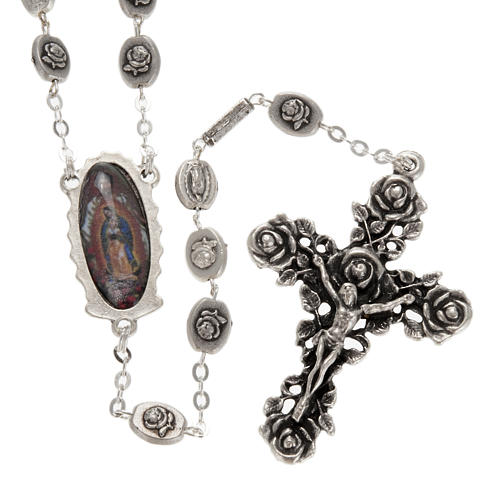 Ghirelli silver rosary, Our Lady of Guadalupe 6x8mm 1