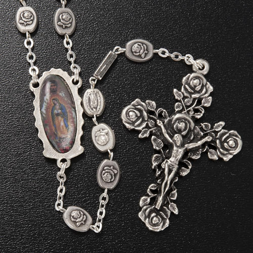 Terço Ghirelli Nossa Senhora de Guadalupe prateada 6x8 mm 2