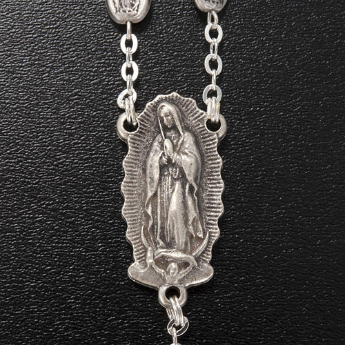Terço Ghirelli Nossa Senhora de Guadalupe prateada 6x8 mm 3