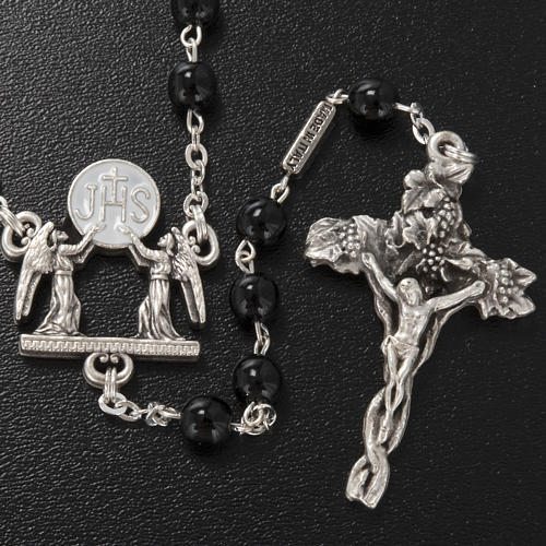 Ghirelli rosary, Bohemia black glass, Communion 6mm 2