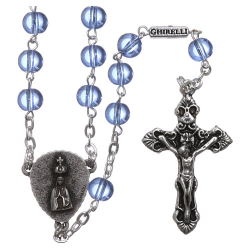 Ghirelli rosary, light blue glass, Fatima 6mm 1