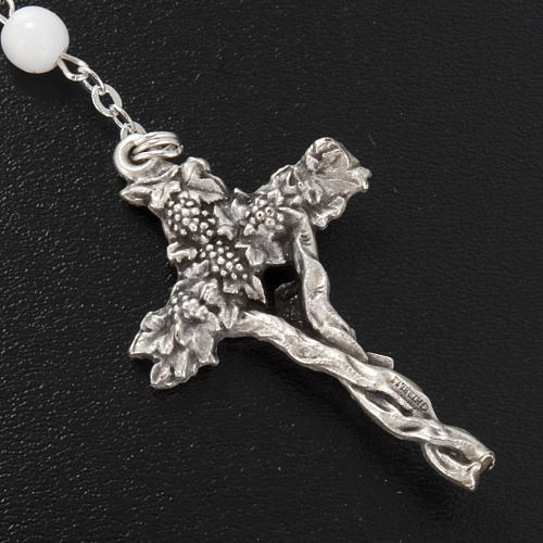 Ghirelli rosary, white Bohemia glass, IHS angels 6mm 4