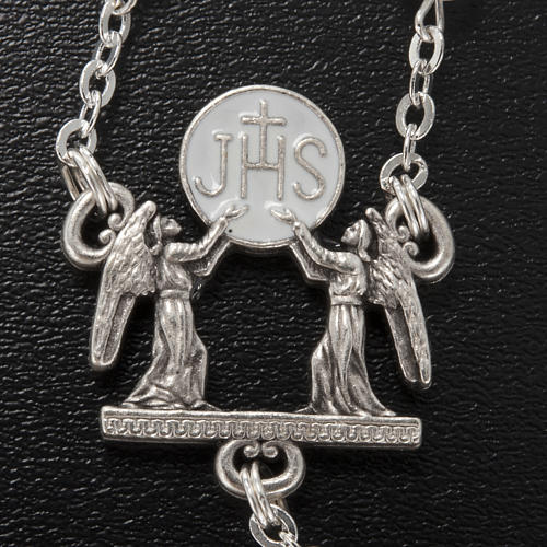Rosario Ghirelli vetro Boemia bianco IHS angeli 6 mm 5