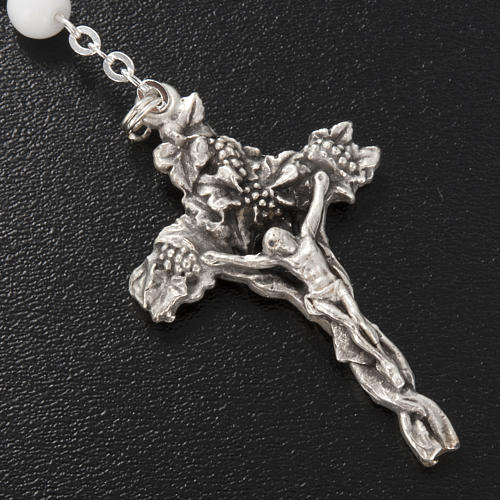Ghirelli rosary, white Bohemia glass, IHS angels 6mm 3