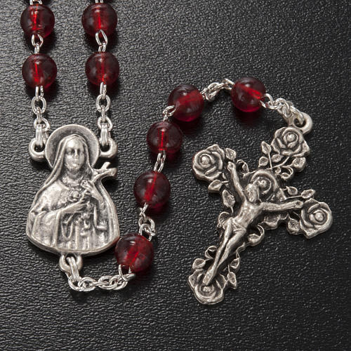 Ghirelli rosary Saint Thérèse of Lisieux red glass 2