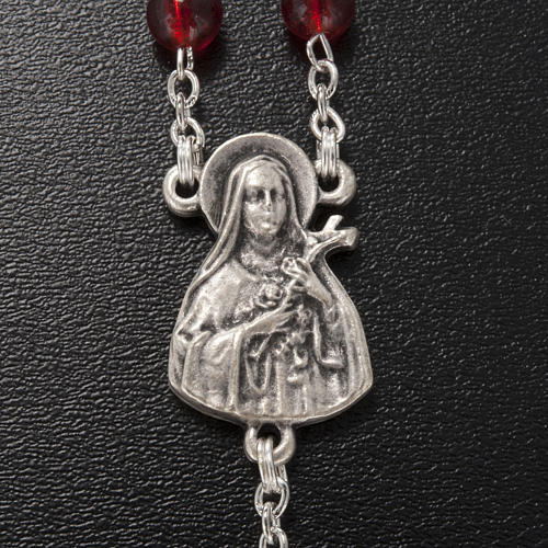 Ghirelli rosary Saint Thérèse of Lisieux red glass 4