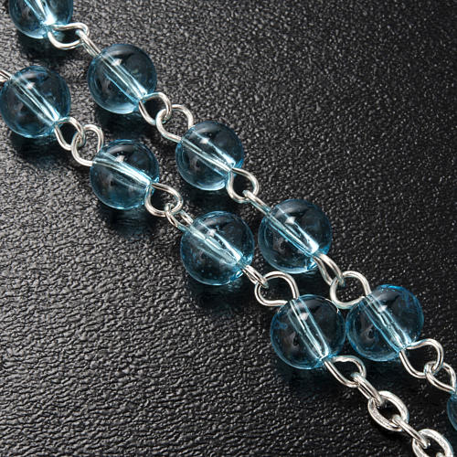 Ghirelli rosary in light blue glass Our Lady of Medjugorje 6mm 6