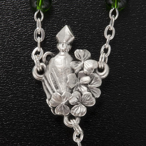 Ghirelli rosary, green glass, St. Patrick 6mm 5