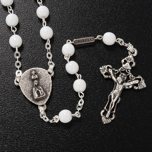 Ghirelli rosary, white round glass beads, Fatima 2
