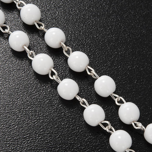 Ghirelli rosary, white round glass beads, Fatima 4