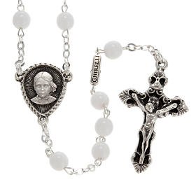 Ghirelli rosary, white round glass beads, Fatima