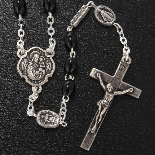 Ghirelli rosary, St. Joseph black glass 4x6mm 2
