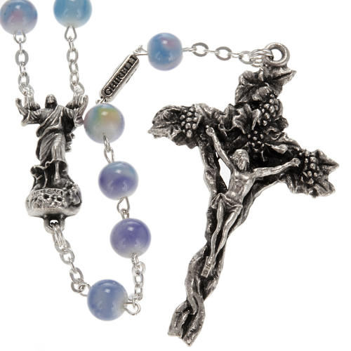 Ghirelli rosary, Resurrected Christ, multicoloured glass 7mm 1