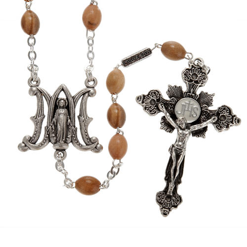 Ghirelli rosary, olive wood Marian symbol 5x7mm 1