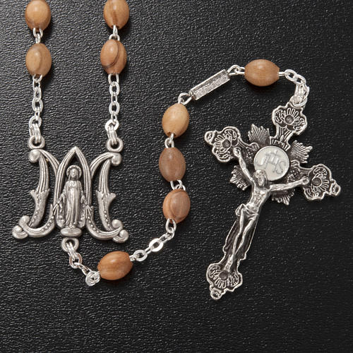 Ghirelli rosary, olive wood Marian symbol 5x7mm 2