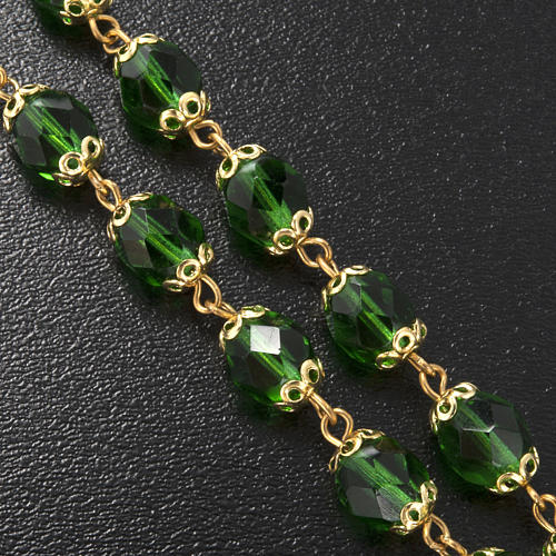 Ghirelli rosary, Knock, in green semi-crystal 7mm 7