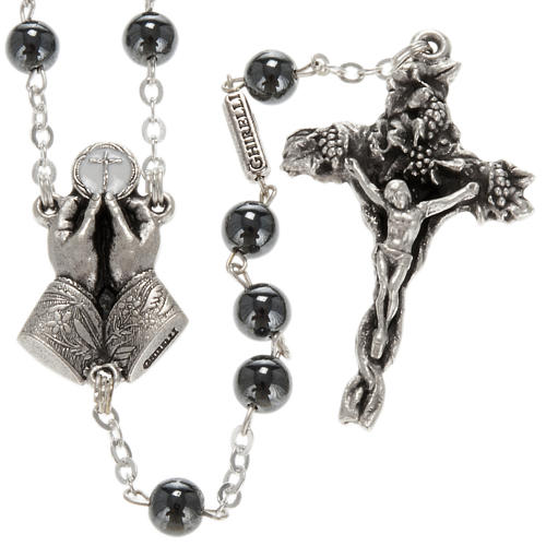 Ghirelli rosary in hematite, round grains 6mm 1