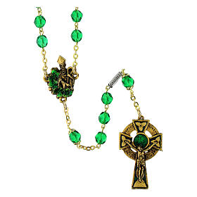 Ghirelli rosary, Saint Patrick green glass 7mm