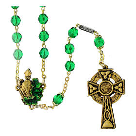 Ghirelli rosary, Saint Patrick green glass 7mm