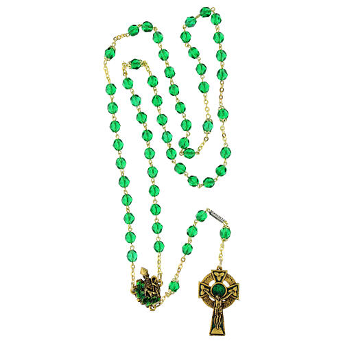 Chapelet Ghirelli bois St Patrick verre vert 7mm 4